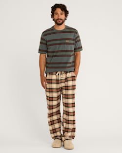 MEN'S PLAID FLANNEL PAJAMA PANTS IN TAN/BLACK/BRICK image number 1