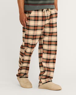 ALTERNATE VIEW OF MEN'S PLAID FLANNEL PAJAMA PANTS IN TAN/BLACK/BRICK image number 3
