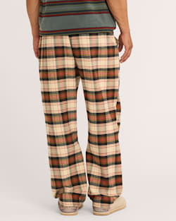 ALTERNATE VIEW OF MEN'S PLAID FLANNEL PAJAMA PANTS IN TAN/BLACK/BRICK image number 4