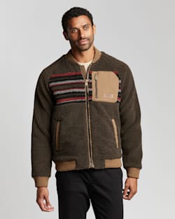 MEN'S LODGEPINE FLEECE BOMBER JACKET IN MOCHA STRIPE image number 1