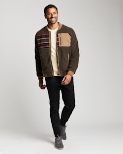 ALTERNATE VIEW OF MEN'S LODGEPINE FLEECE BOMBER JACKET IN MOCHA STRIPE image number 5