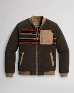 ALTERNATE VIEW OF MEN'S LODGEPINE FLEECE BOMBER JACKET IN MOCHA STRIPE image number 6