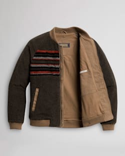 ALTERNATE VIEW OF MEN'S LODGEPINE FLEECE BOMBER JACKET IN MOCHA STRIPE image number 7