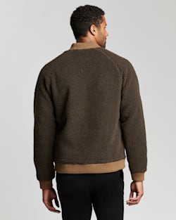 ALTERNATE VIEW OF MEN'S LODGEPINE FLEECE BOMBER JACKET IN MOCHA STRIPE image number 2