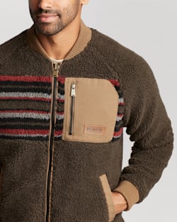 ALTERNATE VIEW OF MEN'S LODGEPINE FLEECE BOMBER JACKET IN MOCHA STRIPE image number 4