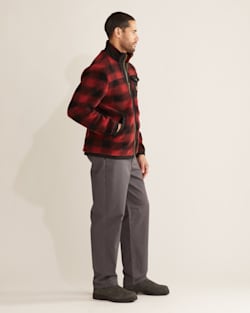 ALTERNATE VIEW OF MEN'S LONE FIR STAND-COLLAR FLEECE JACKET IN RED BUFFALO CHECK image number 2