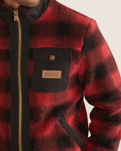 ALTERNATE VIEW OF MEN'S LONE FIR STAND-COLLAR FLEECE JACKET IN RED BUFFALO CHECK image number 4