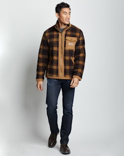 MEN'S LONE FIR STAND-COLLAR FLEECE JACKET IN SADDLE PLAID image number 1
