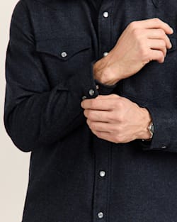 ALTERNATE VIEW OF MEN'S SNAP-FRONT WESTERN CANYON SHIRT IN NAVY/BLACK MIX image number 5