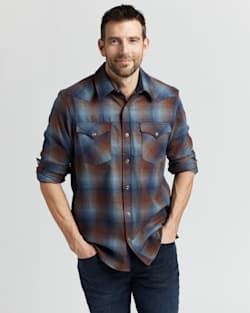 MEN'S PLAID SNAP-FRONT WESTERN CANYON SHIRT IN BLUE/BROWN OMBRE image number 1