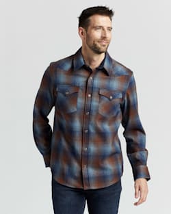 ALTERNATE VIEW OF MEN'S PLAID SNAP-FRONT WESTERN CANYON SHIRT IN BLUE/BROWN OMBRE image number 5
