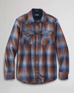 ALTERNATE VIEW OF MEN'S PLAID SNAP-FRONT WESTERN CANYON SHIRT IN BLUE/BROWN OMBRE image number 6