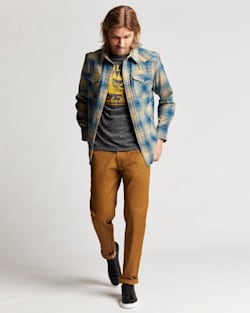 MEN'S PLAID SNAP-FRONT WESTERN CANYON SHIRT IN TAN/BLUE MIX PLAID image number 1