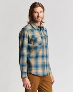 ALTERNATE VIEW OF MEN'S PLAID SNAP-FRONT WESTERN CANYON SHIRT IN TAN/BLUE MIX PLAID image number 2