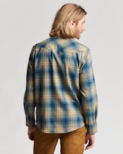 ALTERNATE VIEW OF MEN'S PLAID SNAP-FRONT WESTERN CANYON SHIRT IN TAN/BLUE MIX PLAID image number 3