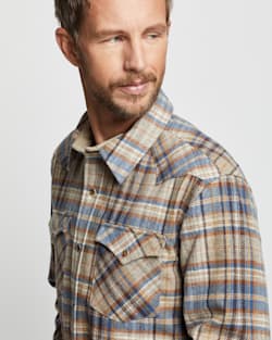 ALTERNATE VIEW OF MEN'S PLAID SNAP-FRONT WESTERN CANYON SHIRT IN BROWN/BLUE GOLD MULTI image number 2