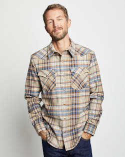 ALTERNATE VIEW OF MEN'S PLAID SNAP-FRONT WESTERN CANYON SHIRT IN BROWN/BLUE GOLD MULTI image number 5