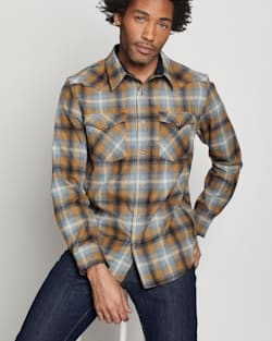 MEN'S PLAID SNAP-FRONT WESTERN CANYON SHIRT IN BLUE/COPPER OMBRE image number 1