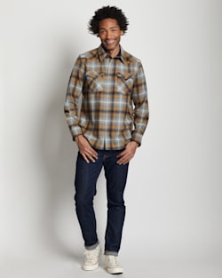 ALTERNATE VIEW OF MEN'S PLAID SNAP-FRONT WESTERN CANYON SHIRT IN BLUE/COPPER OMBRE image number 6