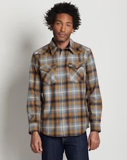 ALTERNATE VIEW OF MEN'S PLAID SNAP-FRONT WESTERN CANYON SHIRT IN BLUE/COPPER OMBRE image number 7