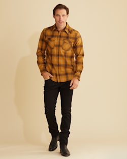 ALTERNATE VIEW OF MEN'S PLAID SNAP-FRONT WESTERN CANYON SHIRT IN GOLD/BROWN OMBRE image number 2