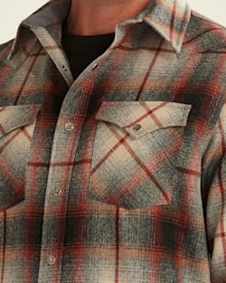 ALTERNATE VIEW OF MEN'S PLAID SNAP-FRONT WESTERN CANYON SHIRT IN COPPER/GREY OMBRE image number 4