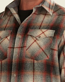 ALTERNATE VIEW OF MEN'S PLAID SNAP-FRONT WESTERN CANYON SHIRT IN COPPER/GREY OMBRE image number 4