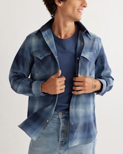 MEN'S PLAID SNAP-FRONT WESTERN CANYON SHIRT IN NAVY MIX OMBRE image number 1
