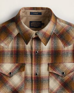 ALTERNATE VIEW OF MEN'S PLAID SNAP-FRONT WESTERN CANYON SHIRT IN COPPER/BROWN OMBRE image number 2