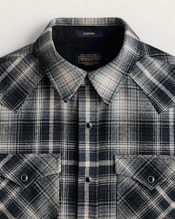 ALTERNATE VIEW OF MEN'S PLAID SNAP-FRONT WESTERN CANYON SHIRT IN GREY/TAN OMBRE image number 2