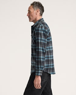 ALTERNATE VIEW OF MEN'S PLAID SNAP-FRONT WESTERN CANYON SHIRT IN GREY MIX/AQUA PLAID image number 2