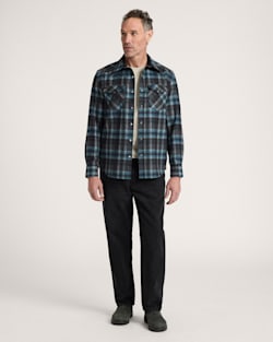 ALTERNATE VIEW OF MEN'S PLAID SNAP-FRONT WESTERN CANYON SHIRT IN GREY MIX/AQUA PLAID image number 4