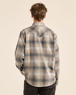 ALTERNATE VIEW OF MEN'S PLAID SNAP-FRONT WESTERN CANYON SHIRT IN GREY/TAN MIX PLAID image number 3