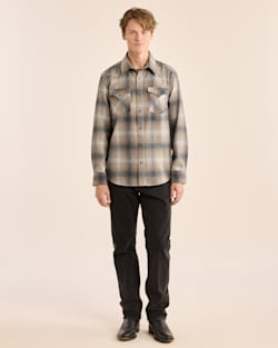 ALTERNATE VIEW OF MEN'S PLAID SNAP-FRONT WESTERN CANYON SHIRT IN GREY/TAN MIX PLAID image number 6