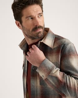 ALTERNATE VIEW OF MEN'S PLAID SNAP-FRONT WESTERN CANYON SHIRT IN RED/GREY MIX OMBRE image number 4