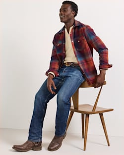 ALTERNATE VIEW OF MEN'S PLAID SNAP-FRONT WESTERN CANYON SHIRT IN MAROON/TEAL image number 6
