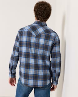 ALTERNATE VIEW OF MEN'S PLAID SNAP-FRONT WESTERN CANYON SHIRT IN BLUE/TAN PLAID image number 3