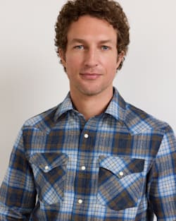 ALTERNATE VIEW OF MEN'S PLAID SNAP-FRONT WESTERN CANYON SHIRT IN BLUE/TAN PLAID image number 5