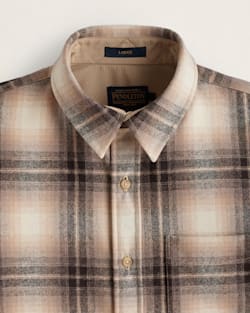 ALTERNATE VIEW OF MEN'S PLAID LODGE SHIRT IN TAN/IVORY OMBRE image number 5