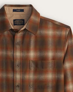 ALTERNATE VIEW OF MEN'S PLAID LODGE SHIRT IN RUST/BROWN OMBRE image number 2