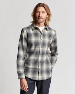 ALTERNATE VIEW OF MEN'S PLAID LODGE SHIRT IN SLATE/WHITE PLAID image number 5
