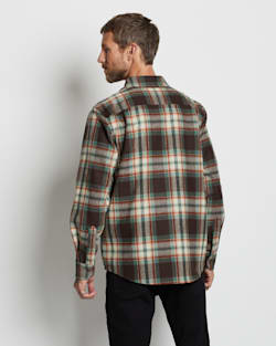 ALTERNATE VIEW OF MEN'S PLAID LODGE SHIRT IN BROWN/AQUA BLOCK PLAID image number 4