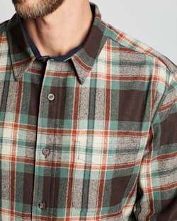 ALTERNATE VIEW OF MEN'S PLAID LODGE SHIRT IN BROWN/AQUA BLOCK PLAID image number 5