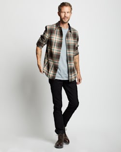 ALTERNATE VIEW OF MEN'S PLAID LODGE SHIRT IN BROWN/AQUA BLOCK PLAID image number 6