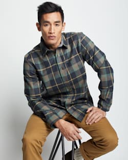 MEN'S PLAID LODGE SHIRT IN AQUA/SLATE OMBRE image number 1