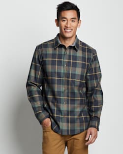 ALTERNATE VIEW OF MEN'S PLAID LODGE SHIRT IN AQUA/SLATE OMBRE image number 5