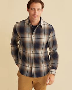 ALTERNATE VIEW OF MEN'S PLAID LODGE SHIRT IN GREY/BROWN MIX OMBRE image number 2