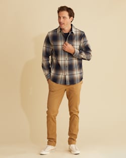 ALTERNATE VIEW OF MEN'S PLAID LODGE SHIRT IN GREY/BROWN MIX OMBRE image number 5