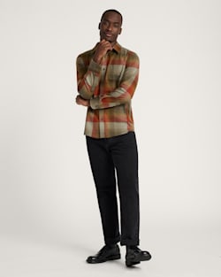 ALTERNATE VIEW OF MEN'S PLAID LODGE SHIRT IN TAN/RED PLAID image number 6