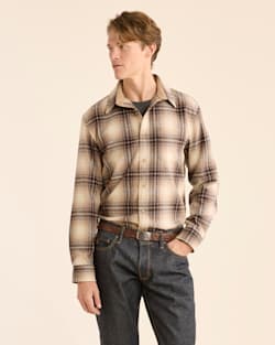 MEN'S PLAID LODGE SHIRT IN TAN/IVORY OMBRE image number 1